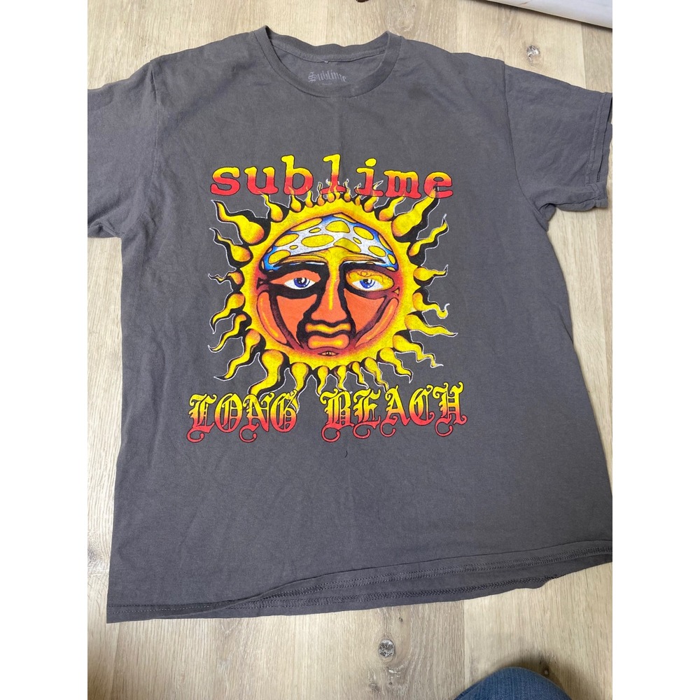 Sublime Long Beach Sun Graphic Band Tee Charcoal Grey Short Sleeve T-Shirt